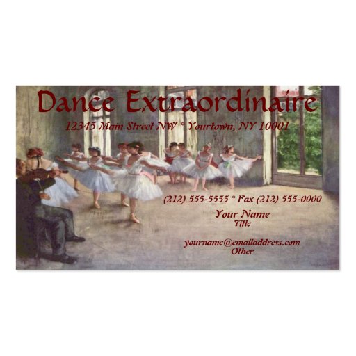 DANCE or BALLET Business Cards (front side)