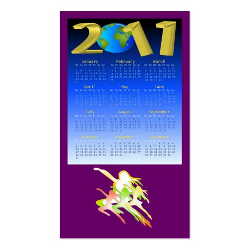 Dance or fitness business card with 2011 Calender (back side)