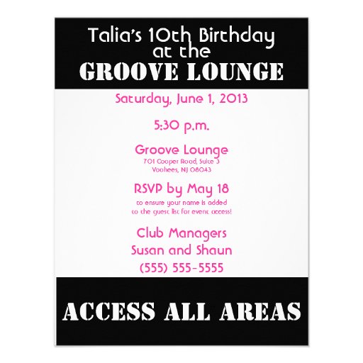 Dance Party Birthday Invitation - VIP Event Pass