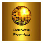 Dance Party Event Gold Mirrorball Personalized Invites