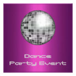 Dance Party Event Purple Silver Mirrorball Invites