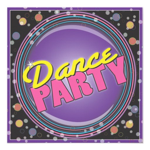 Dance Party! Neon Celebration Invitation