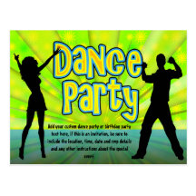Dance Party, Neon Green/Black Post Cards