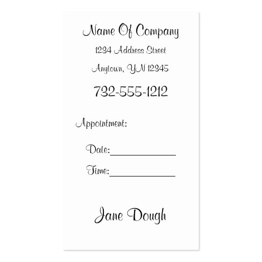 Dance Pilates Dance Appointment Card Business Card Templates (back side)