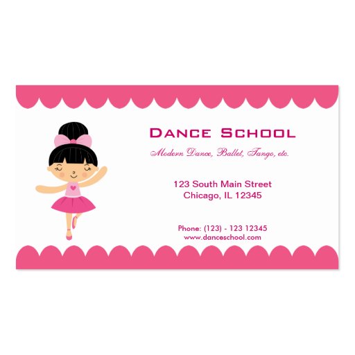 Dance School Business Cards (front side)