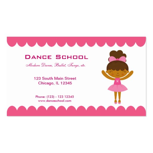 Dance School Business Cards (front side)