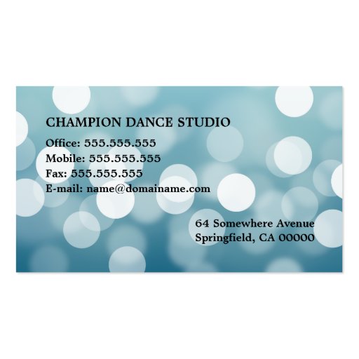 Dance Sport Instructor Business Card Template (back side)