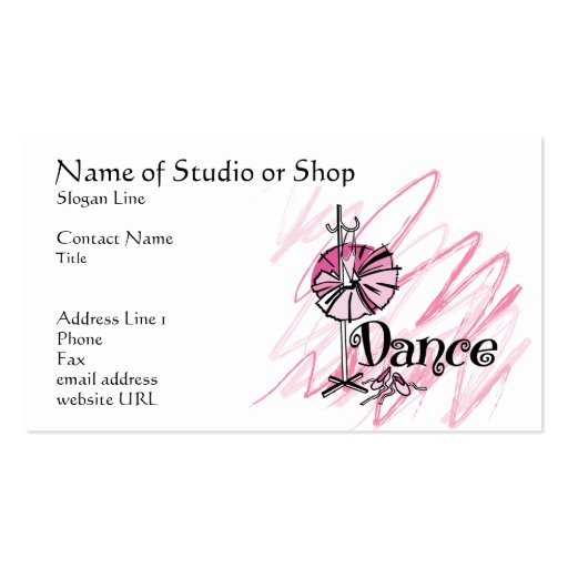 Dance Studio or Shop Business Card (front side)