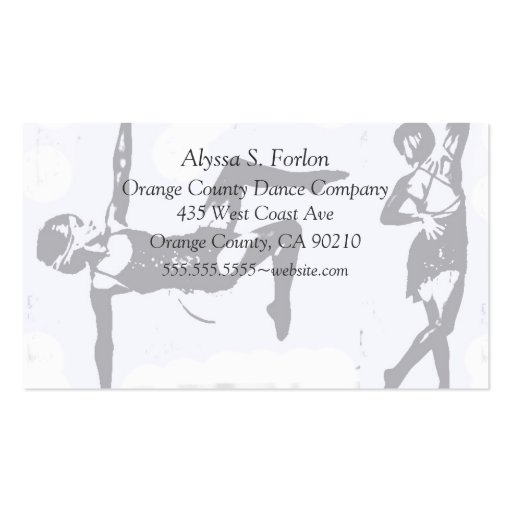 Dance Studio Personalized Business Cards (back side)