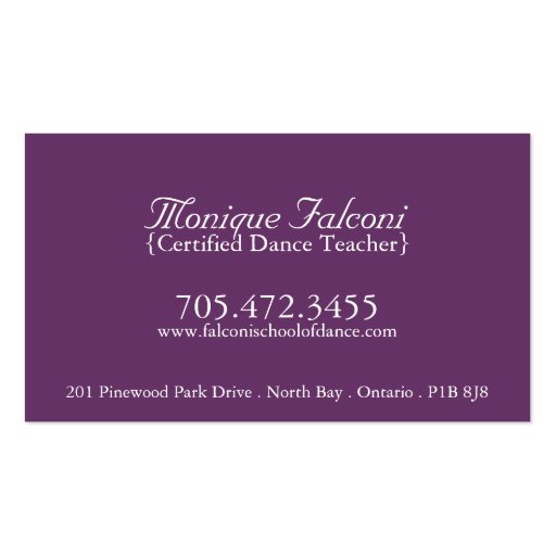 Dance Teacher Business Card (back side)