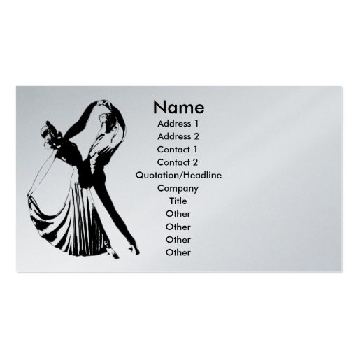 Dance with Me Profile Card Template Business Card Templates (front side)