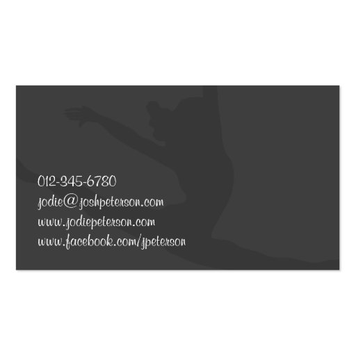 Dancer Jette Leap Silhouette Fuschia Business Card (back side)