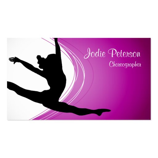 Dancer Jette Leap Silhouette Fuschia Business Card (front side)