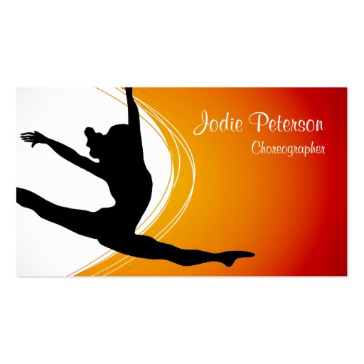 Dancer Jette Leap Silhouette Orange Business Card