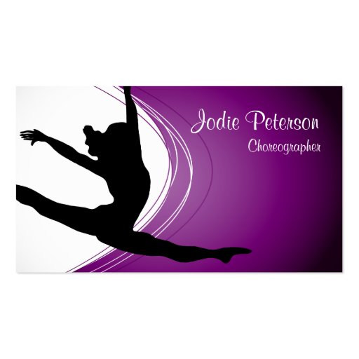 Dancer Jette Leap Silhouette Purple Business Card (front side)