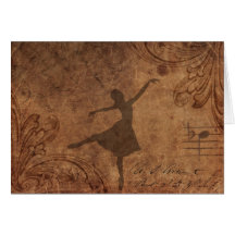 dancer on old paper card