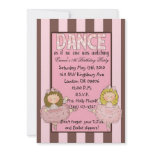 dancer,pink,brown,strips,birthday,invite,cute,girl