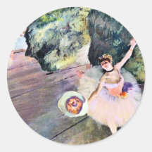 Dancer with a Bouquet of Flowers by Edgar Degas Round Sticker