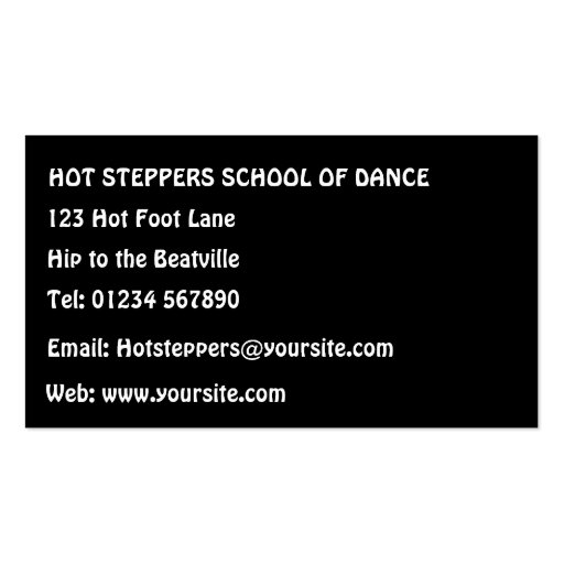 Dancers Business Card (back side)