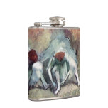 Dancers Lacing Their Shoes by Edgar Degas Hip Flask