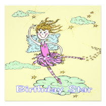 Dancin Miss  Pink Star Birthday invitations