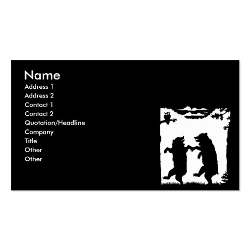 Dancing Bears Black Silhouette Business Card (front side)