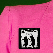 Dancing Bears Black Silhouette buttons