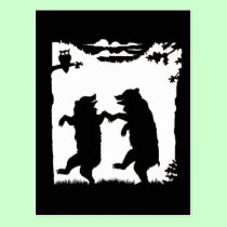 Dancing Bears Black Silhouette postcards