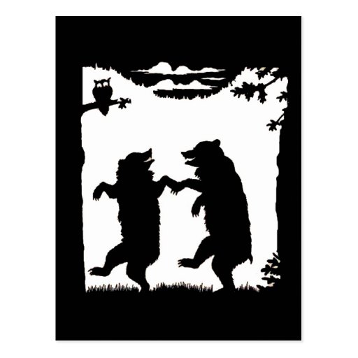 Dancing Bears Black Silhouette Post Cards