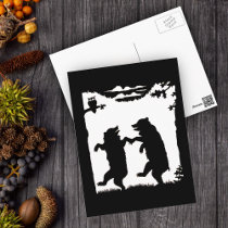 Dancing Bears Black Silhouette postcards