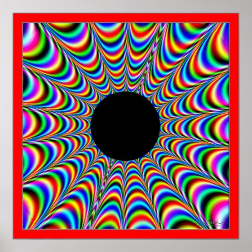 Dancing Black Circle with Beaming Colors Posters