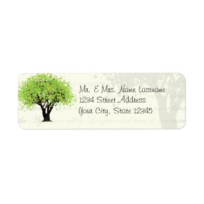 Dancing Blooms Green Tree Address Custom Return Address Label