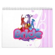 dancing blue pink bride to be future mrs gifts wall calendar