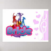dancing blue pink bride to be future mrs gifts posters