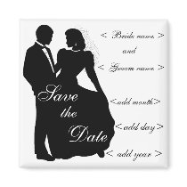 Dancing Bride and Groom Silhouette Favors magnets