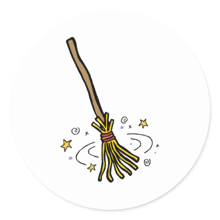 Dancing Broom Classic Round Sticker