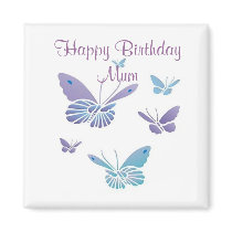 Dancing Butterflies, Happy Birthday Mum magnets