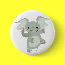 Dancing Cartoon Elephant  Buttonne Badge