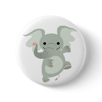Dancing Cartoon Elephant Button Badge by Lioness_Graphics Dancing Cartoon Elephant Button Badge