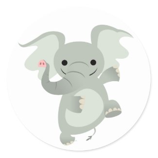 Dancing Cartoon Elephant Sticker sticker