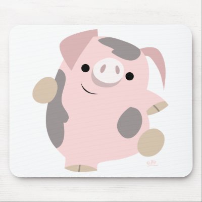 Dancing Cartoon Pig mousepad by Lioness_Graphics