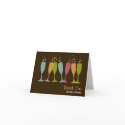 Dancing champagne glasses color bubbly thank you card