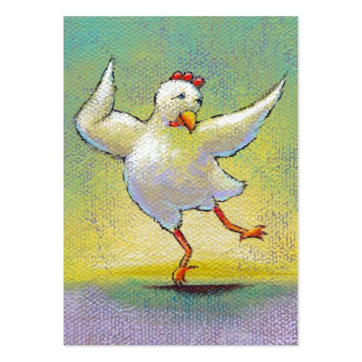 Dancing chicken fun art cute colorful happy dancer business card template (front side)