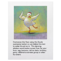 Dancing chicken fun art cute colorful happy dancer custom flyer