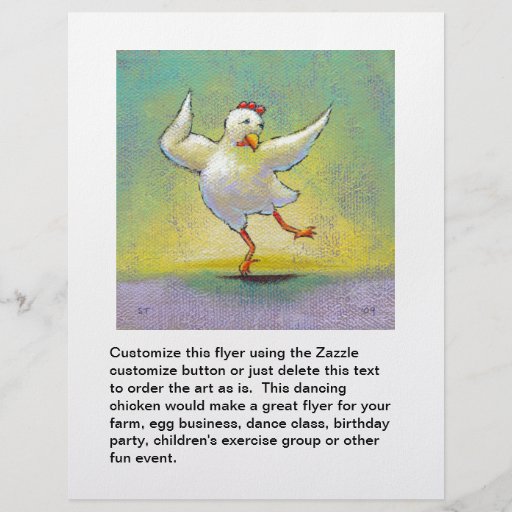 Dancing chicken fun art cute colorful happy dancer custom flyer