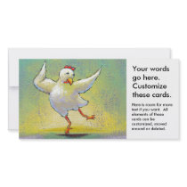 Dancing chicken fun art cute colorful happy dancer custom photo card