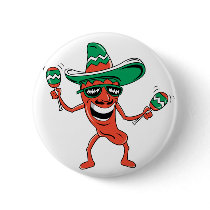 Dancing Chili Pepper Pinback Buttons