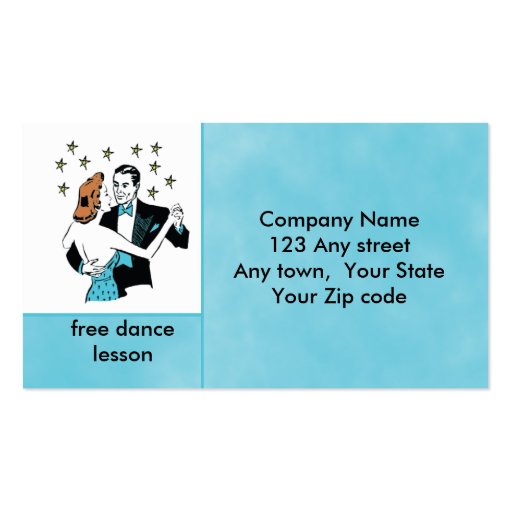 Dancing Couple in retro style studio or club card Business Card Template