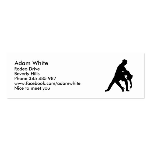 Dancing couple tango business card (front side)