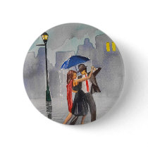 DANCING COUPLE UMBRELLA PINBACK BUTTON